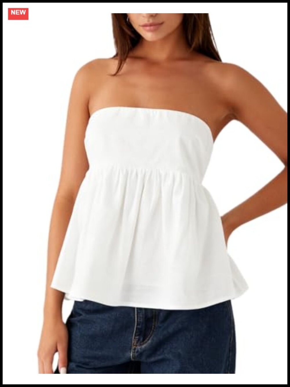 Floral Strapless Peplum Tube Top Women Y2k Ruffle Bandeau Summer Sleeveless
